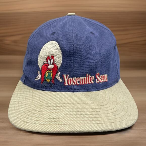 Warner Bros Yosemite Sam Blue Vintage Hat Acme Clothing Fast Shipping - Picture 2 of 16